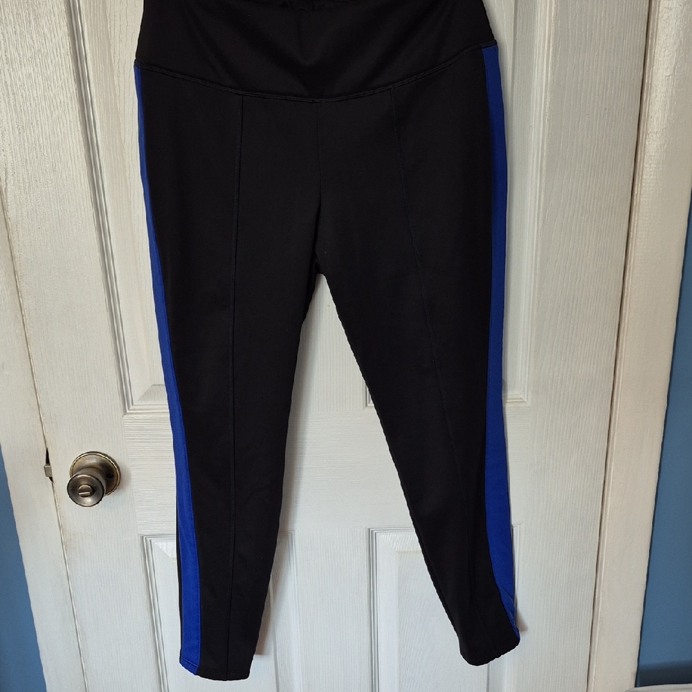 Talbots Black and Blue Fleece Lined Leggings